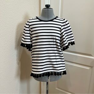 Kate Spade Broome Street Striped Tassel Top
